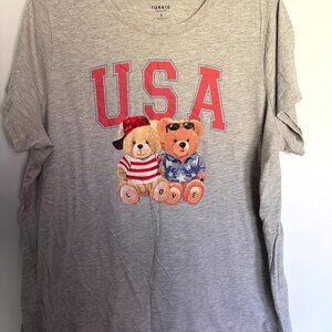 Torrid Classic Fit T-shirt USA 4th of July Bears Plus Size 4